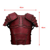 Maxbell Medieval Vest Armor PU Retro W/ Shoulder Guard for Party Role Play Halloween Dark Red