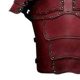 Maxbell Medieval Vest Armor PU Retro W/ Shoulder Guard for Party Role Play Halloween Dark Red