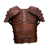 Maxbell Medieval Vest Armor PU Retro W/ Shoulder Guard for Party Role Play Halloween Deep Brown