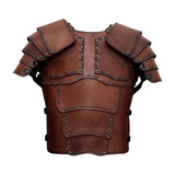Maxbell Medieval Vest Armor PU Retro W/ Shoulder Guard for Party Role Play Halloween Deep Brown