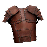 Maxbell Medieval Vest Armor PU Retro W/ Shoulder Guard for Party Role Play Halloween Deep Brown