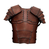 Maxbell Medieval Vest Armor PU Retro W/ Shoulder Guard for Party Role Play Halloween Deep Brown