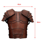 Maxbell Medieval Vest Armor PU Retro W/ Shoulder Guard for Party Role Play Halloween Deep Brown