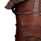 Maxbell Medieval Vest Armor PU Retro W/ Shoulder Guard for Party Role Play Halloween Deep Brown