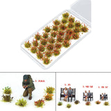 Maxbell 32Pcs Miniature Flower Cluster for DIY Model Sand Layout Model Decoration Autumn Red