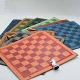 Maxbell Chessboard Mat PU Leather Heat Resistant Chess Pad Mat for Park Game Outdoor Brown