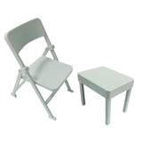 Maxbell Action Figure Mini Desk Chair Model Display 1:12 Scale Miniature Table Chair light gray
