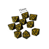 Maxbell 10Pcs 15mm Dices Acrylic Party Game Dices 8 Sided Dices Set for Party KTV Yellow
