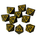 Maxbell 10Pcs 15mm Dices Acrylic Party Game Dices 8 Sided Dices Set for Party KTV Yellow