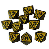 Maxbell 10Pcs 15mm Dices Acrylic Party Game Dices 8 Sided Dices Set for Party KTV Yellow