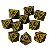 Maxbell 10Pcs 15mm Dices Acrylic Party Game Dices 8 Sided Dices Set for Party KTV Yellow