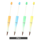 Maxbell 20Pcs Beadable Pens Kit Printable Bead Ballpoint Pen for Draw Exam Classroom Orange Yellow