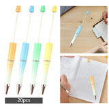 Maxbell 20Pcs Beadable Pens Kit Printable Bead Ballpoint Pen for Draw Exam Classroom Orange Yellow