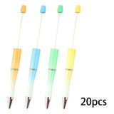 Maxbell 20Pcs Beadable Pens Kit Printable Bead Ballpoint Pen for Draw Exam Classroom Orange Yellow