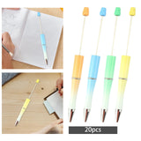 Maxbell 20Pcs Beadable Pens Kit Printable Bead Ballpoint Pen for Draw Exam Classroom Orange Yellow