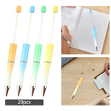 Maxbell 20Pcs Beadable Pens Kit Printable Bead Ballpoint Pen for Draw Exam Classroom Orange Yellow