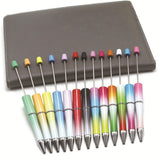 Maxbell 20Pcs Beadable Pens Kit Printable Bead Ballpoint Pen for Draw Exam Classroom Orange Yellow