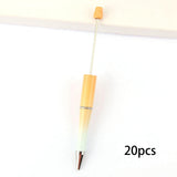 Maxbell 20Pcs Beadable Pens Kit Printable Bead Ballpoint Pen for Draw Exam Classroom Orange Yellow