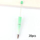 Maxbell 20Pcs Beadable Pens Kit Printable Bead Ballpoint Pen for Draw Exam Classroom Green