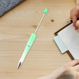 Maxbell 20Pcs Beadable Pens Kit Printable Bead Ballpoint Pen for Draw Exam Classroom Green