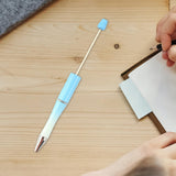 Maxbell 20Pcs Beadable Pens Kit Printable Bead Ballpoint Pen for Draw Exam Classroom Blue