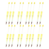 Maxbell 20Pcs Beadable Pens Kit Printable Bead Ballpoint Pen for Draw Exam Classroom Yellow