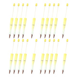 Maxbell 20Pcs Beadable Pens Kit Printable Bead Ballpoint Pen for Draw Exam Classroom Yellow