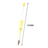 Maxbell 20Pcs Beadable Pens Kit Printable Bead Ballpoint Pen for Draw Exam Classroom Yellow