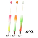 Maxbell 20Pcs Bead Ballpoint Pen DIY Beadable Pens Kit for Classroom Draw Exam Spare Style A