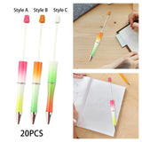 Maxbell 20Pcs Bead Ballpoint Pen DIY Beadable Pens Kit for Classroom Draw Exam Spare Style A