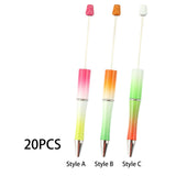 Maxbell 20Pcs Bead Ballpoint Pen DIY Beadable Pens Kit for Classroom Draw Exam Spare Style A