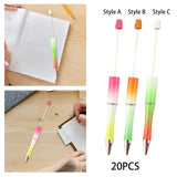 Maxbell 20Pcs Bead Ballpoint Pen DIY Beadable Pens Kit for Classroom Draw Exam Spare Style A