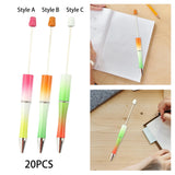 Maxbell 20Pcs Bead Ballpoint Pen DIY Beadable Pens Kit for Classroom Draw Exam Spare Style A