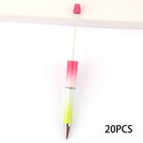 Maxbell 20Pcs Bead Ballpoint Pen DIY Beadable Pens Kit for Classroom Draw Exam Spare Style A