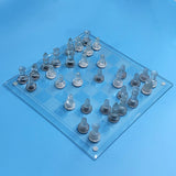 Maxbell Crystal Chess Board Adults Play Set Glass Chess Game for Gift Activity Party