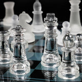 Maxbell Crystal Chess Board Adults Play Set Glass Chess Game for Gift Activity Party