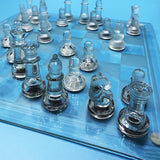 Maxbell Crystal Chess Board Adults Play Set Glass Chess Game for Gift Activity Party