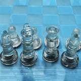 Maxbell Crystal Chess Board Adults Play Set Glass Chess Game for Gift Activity Party