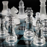 Maxbell Crystal Chess Board Adults Play Set Glass Chess Game for Gift Activity Party