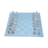 Maxbell Crystal Chess Board Adults Play Set Glass Chess Game for Gift Activity Party