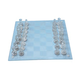 Maxbell Crystal Chess Board Adults Play Set Glass Chess Game for Gift Activity Party