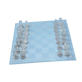 Maxbell Crystal Chess Board Adults Play Set Glass Chess Game for Gift Activity Party