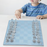 Maxbell Crystal Chess Board Adults Play Set Glass Chess Game for Gift Activity Party