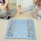 Maxbell Crystal Chess Board Adults Play Set Glass Chess Game for Gift Activity Party