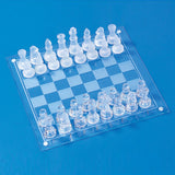 Maxbell Crystal Chess Board Adults Play Set Glass Chess Game for Gift Activity Party