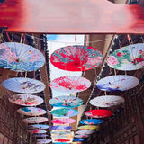 Maxbell Silk Cloth Women Umbrella Rainproof 32" for Costumes Cosplay Village Scenery Style C