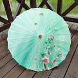Maxbell Silk Cloth Women Umbrella Rainproof 32" for Costumes Cosplay Village Scenery Style C
