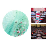 Maxbell Silk Cloth Women Umbrella Rainproof 32" for Costumes Cosplay Village Scenery Style C
