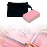 Maxbell Travel Mini Mahjong Board Game, 144 Tiles Mahjong for Outdoor Gathering Home Pink