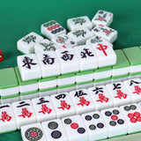 Maxbell Travel Mini Mahjong Board Game, 144 Tiles Mahjong for Outdoor Gathering Home Green